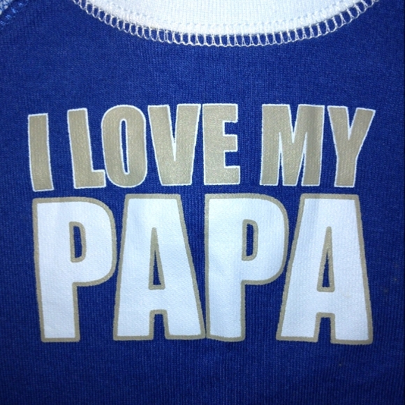 L@@K! NWT OLD NAVY Blue "I LOVE MY PAPA(W)" 6-12mo. Long Sleeve Romper Outfit - Picture 3 of 15